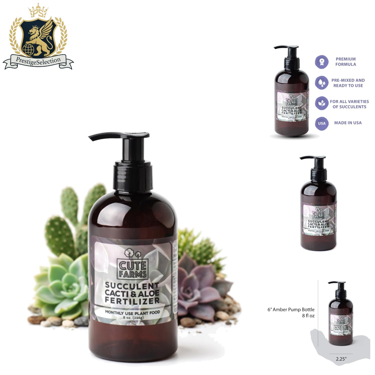Monthly Succulent & Cacti Fertilizer – 8 oz with Pump for Effortless Feeding