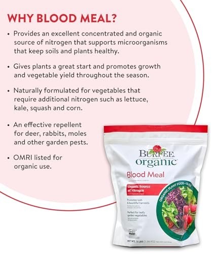 Organic Blood Meal Fertilizer 3 lb | Natural Nitrogen Boost for Tomatoes, Spinac