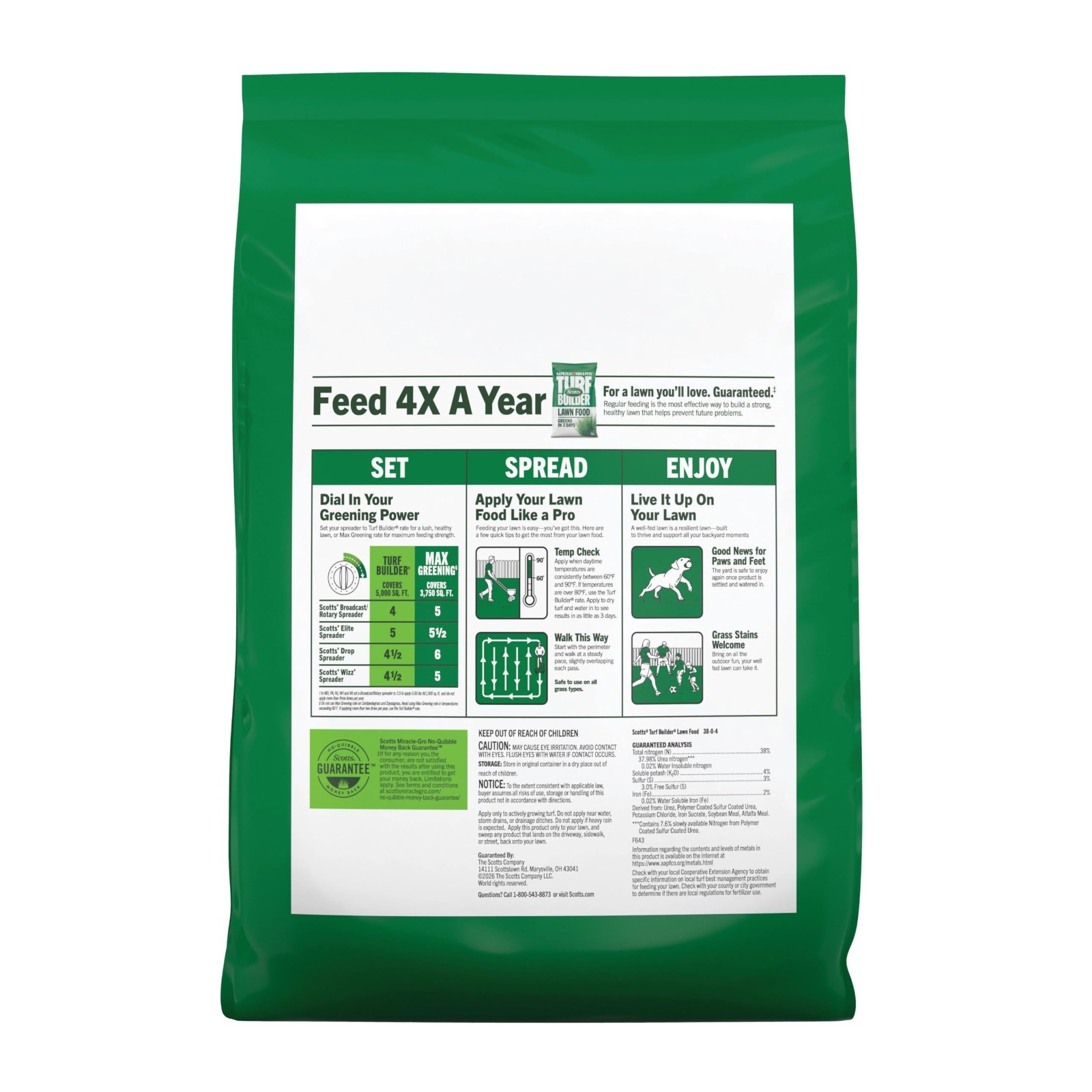 Granular Lawn Fertilizer 38-0-4, 15.8 lbs – All Grass Types, Covers 5,000 sq ft