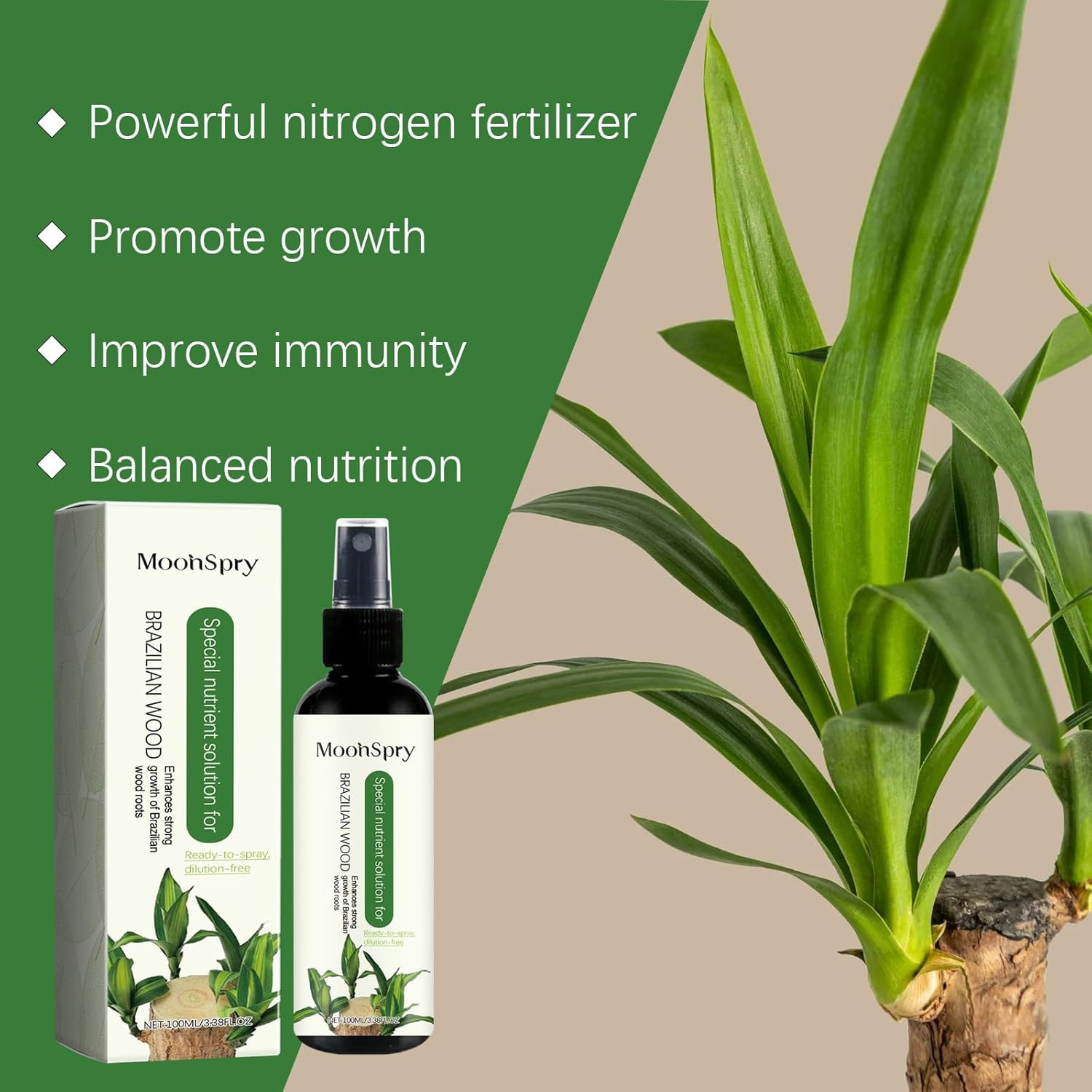 Moonspry Brazilian Lucky Wood Plant Food, Lucky Bamboo Liquid Fertilizer，Braz…