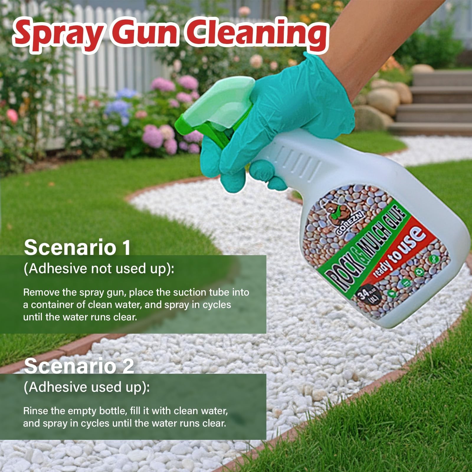 Mulch Glue for Landscaping with Sprayer 68 OZ, Rock Glue for Landscaping&#