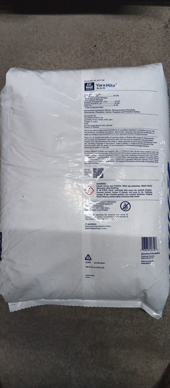 YARA MILLA ALL PURPOSE 15-15-15 FERTILIZER 2.2LBS 1KG REPACK