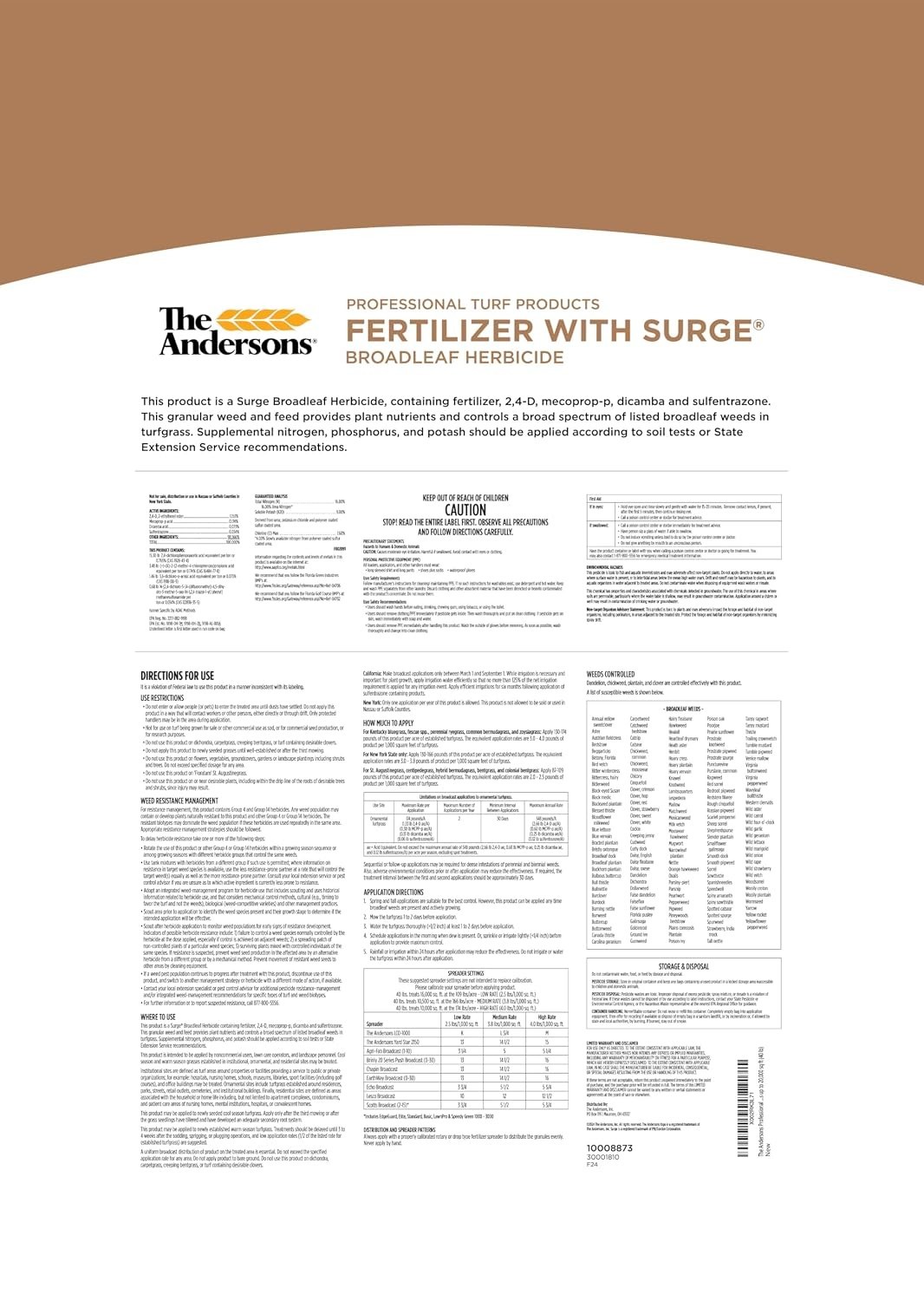 Surge Weed & Feed 40lb Granules 16k sq ft Control Fertilizer