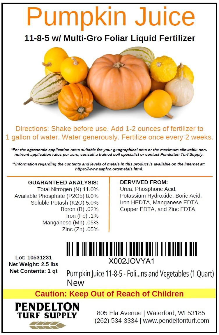 Pumpkin Juice 11-8-5 – Foliar Liquid Fertilizer with Essential Micro-nutrient…