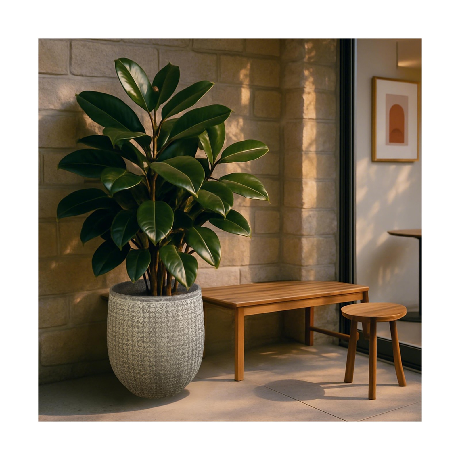 Worth 14.5″ Round Planter, Lightweight Magnesium Oxide Cement Plant Pot, Rais…