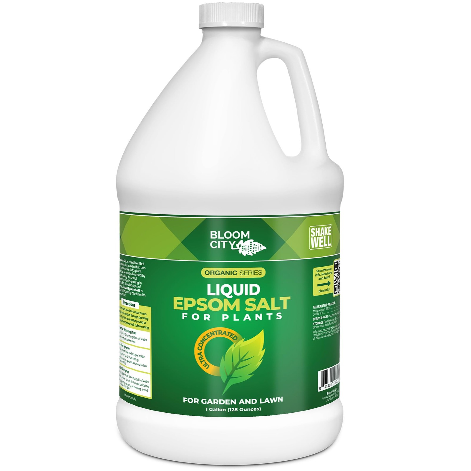 Liquid Epsom Salt Plant Food for Indoor & Outdoor Plants 1 Gallon Concentrate
