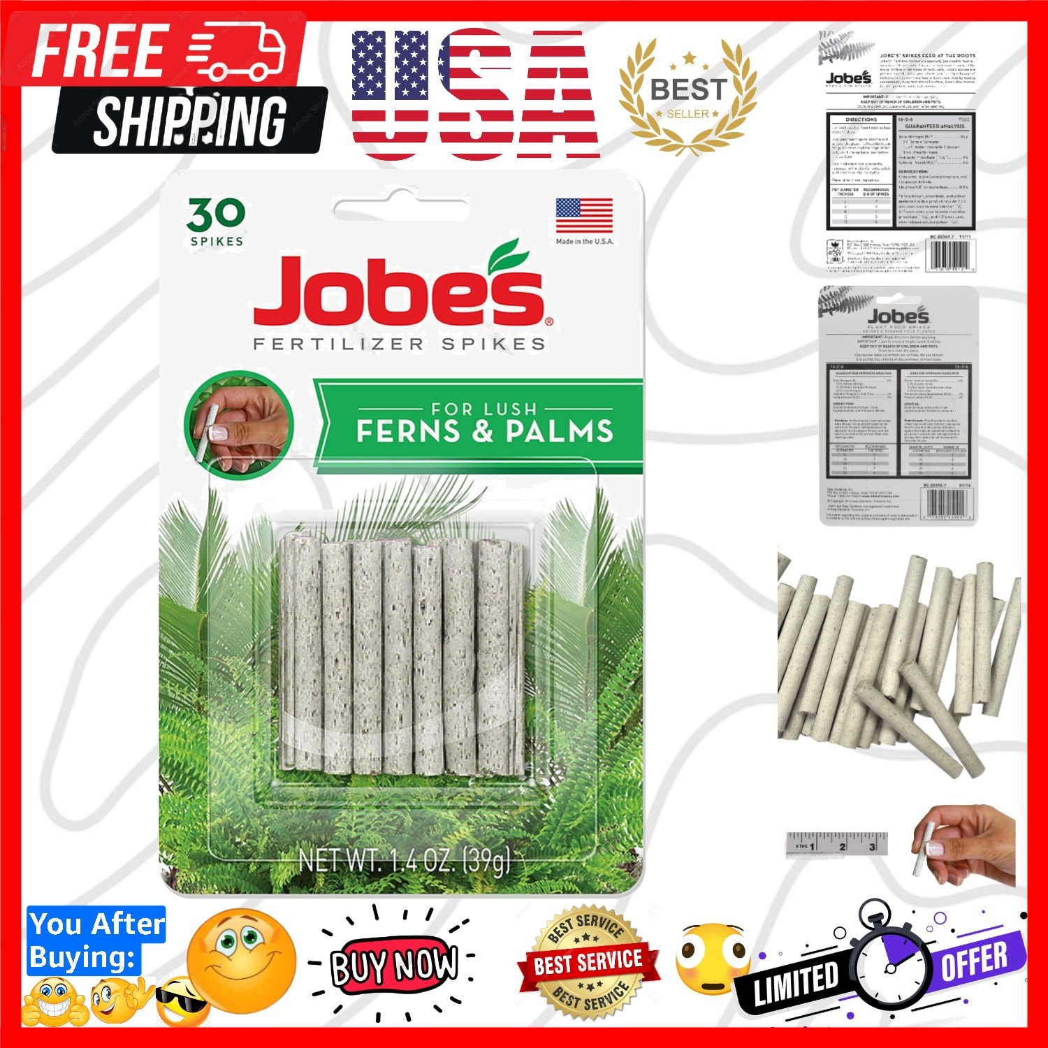 Plant Food Fertilizer Spikes, Easy Plant Care for All Ferns and Palm Plants, …