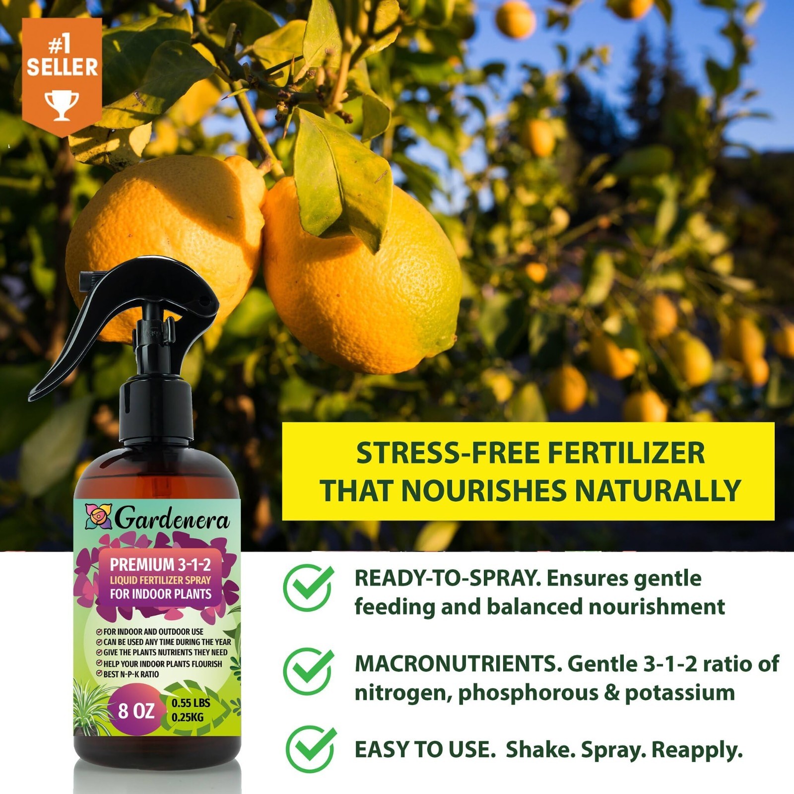 8oz Bonsai Spray Fertilizer Mist – 3-1-2 Nutrient Blend for Healthy Growth & Lea