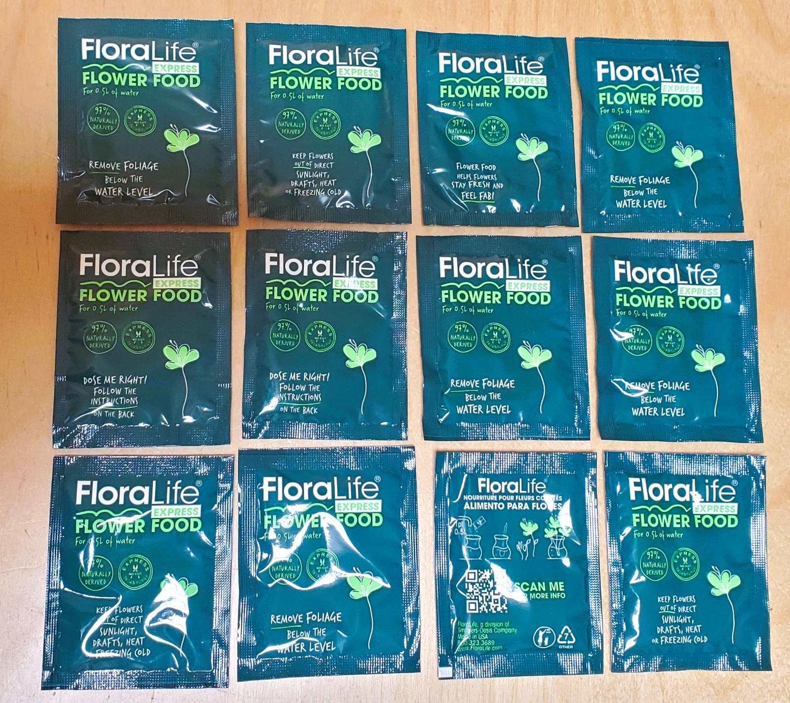 12 Packs FloraLife Flower Food Powdered Packets Cut Bouquet Express Universal