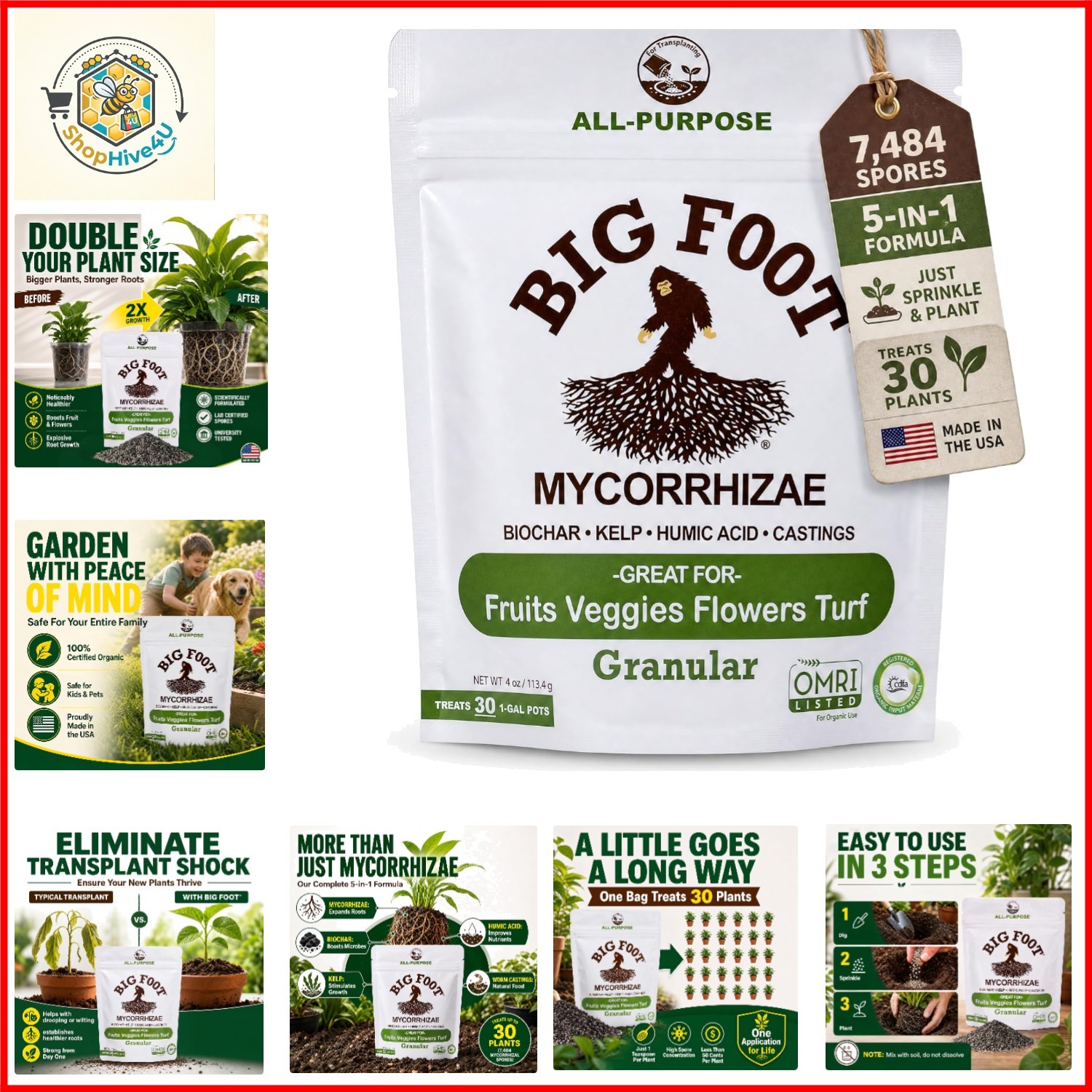 Mycorrhizae – Double Your Plant Size, Easy to Use, , Treats 30 Plants 7,500 M…