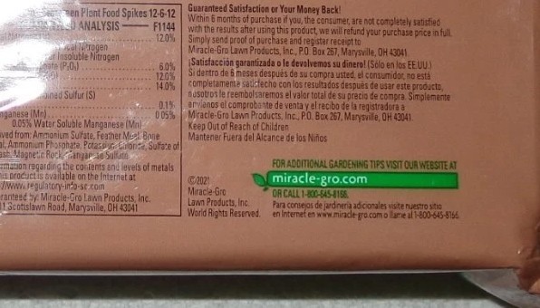 TWO PACKAGES OF 12 MIRACLE-GRO EVERGREEN TREE SHRUB PLANT FOOD 24 SPIKES 2021