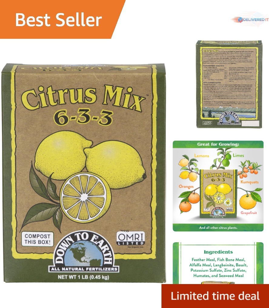 Organic Citrus Fertilizer Granules 1 lb 6-3-3 Nutrients for Trees and Plants