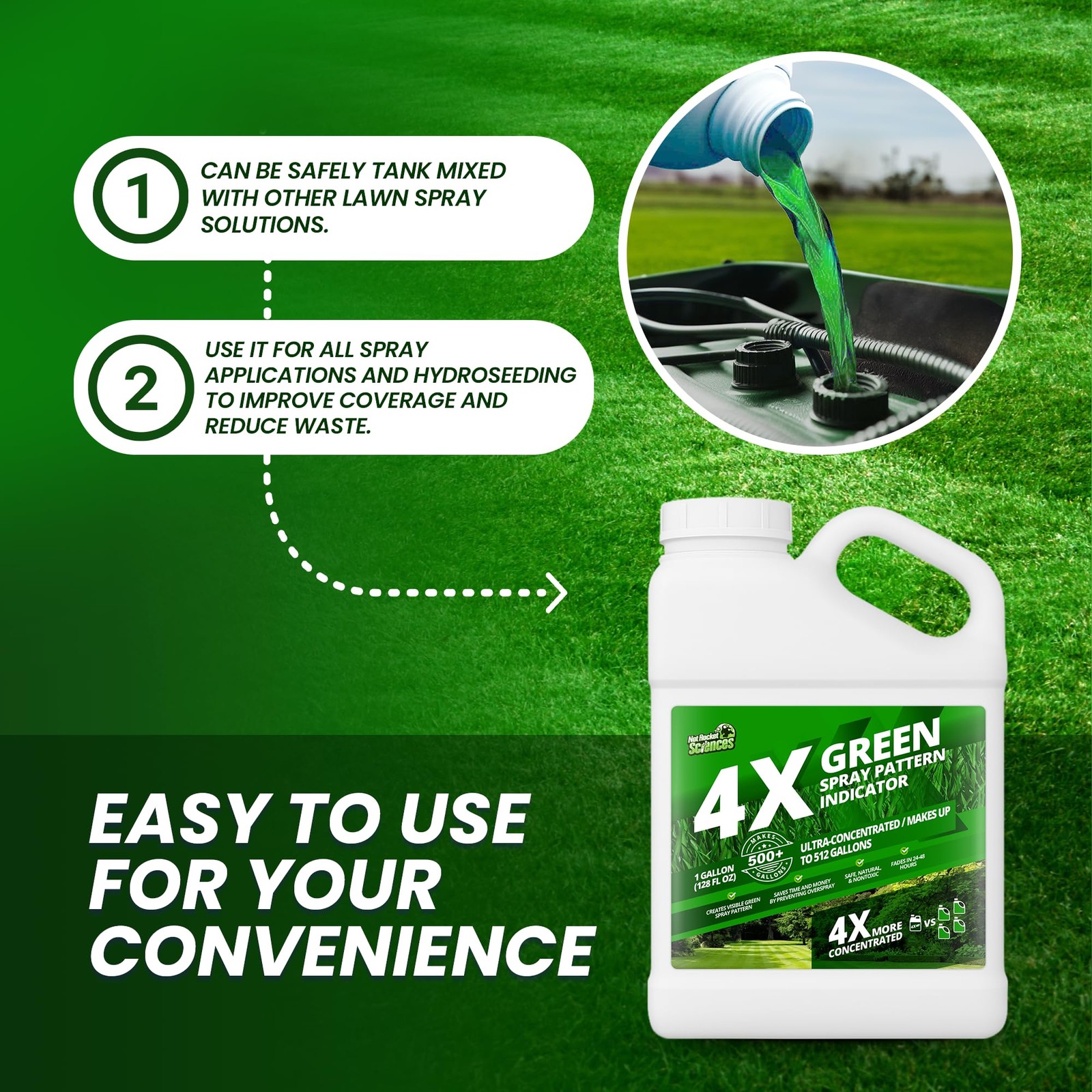 4X Green Spray Dye Concentrate 1 Gallon Makes 512 Gallons for Lawn Marking