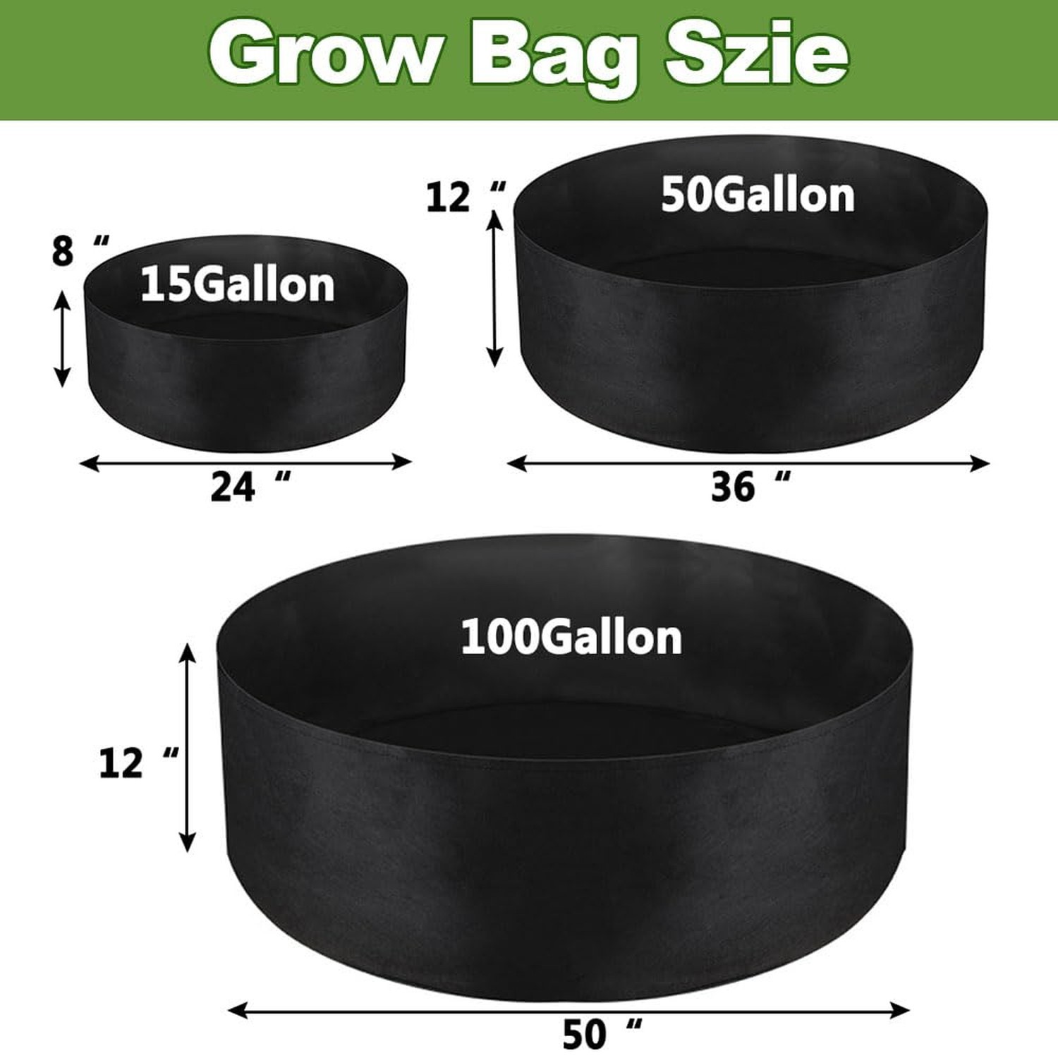 2-Pack 50 Gallon Grow Bag, Heavy Duty Thickened Fabric Pots Round Raised Gard…