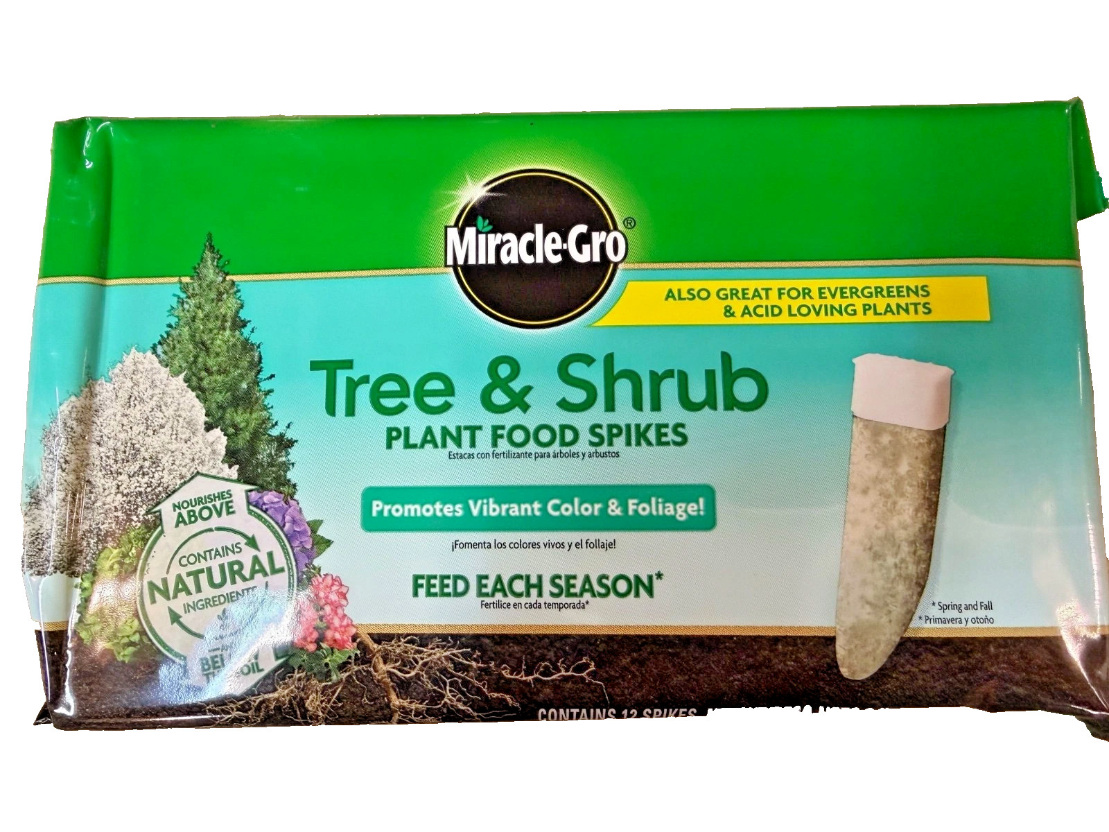 Miracle-Gro 12 Pk Tree & Shrub 15-5-10 Plant Food Fertilizer Spikes – Pack of 2