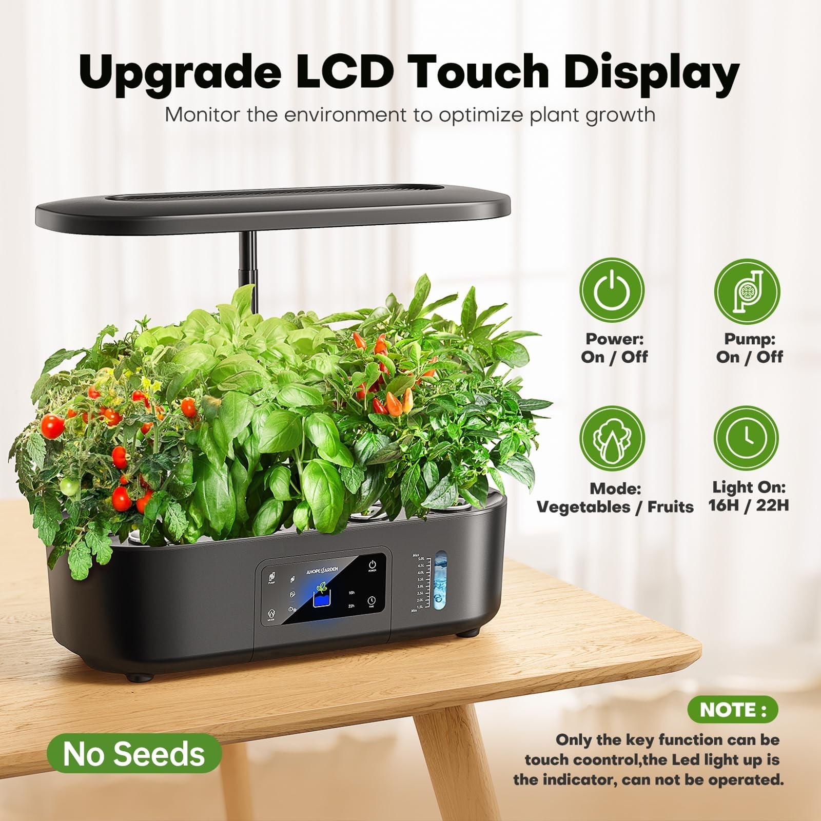 Ahopegarden Hydroponics Growing System Kit Indoor Herb Garden with Grow Light…