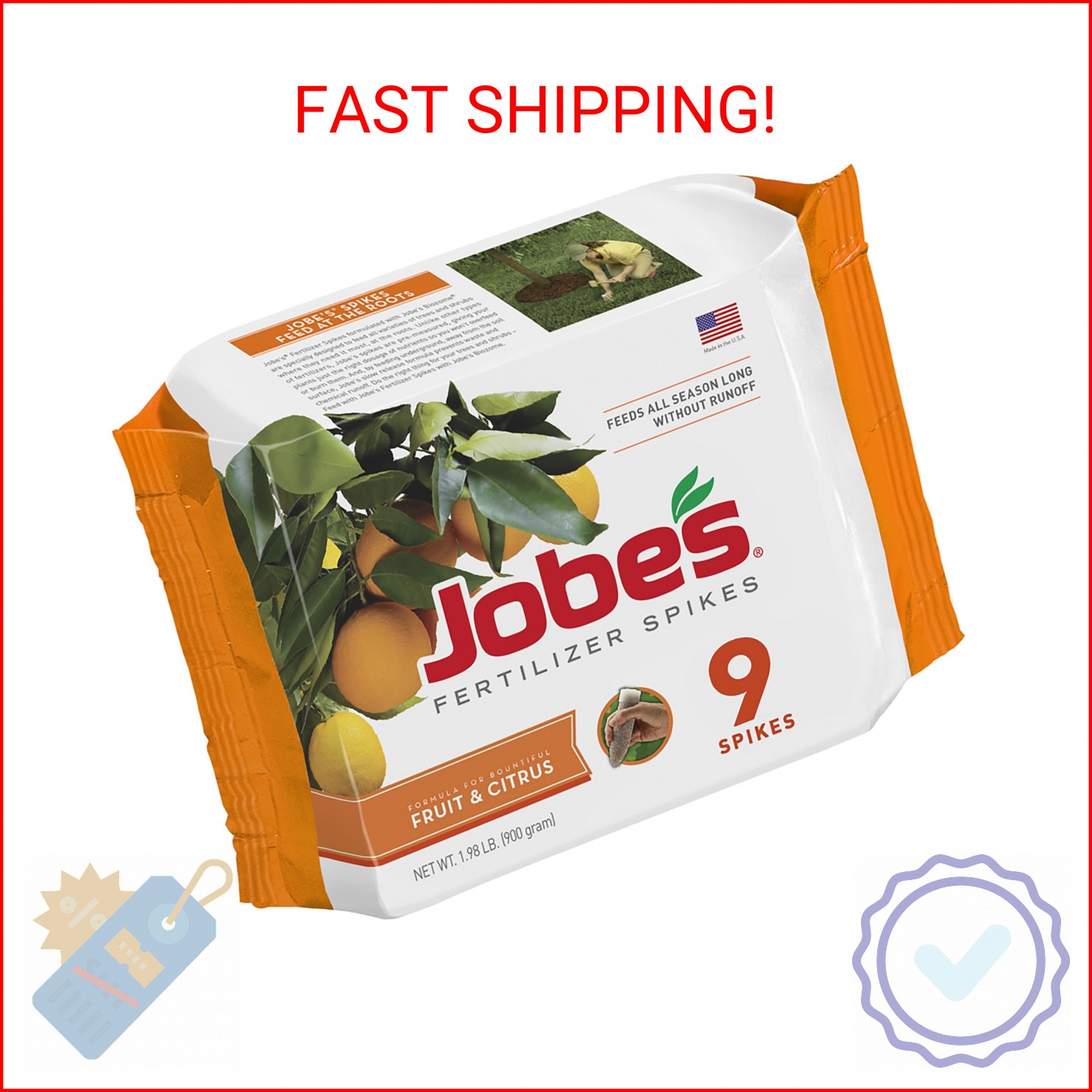 Jobe’s Garden Fertilizer Spikes, Easy Plant Care Slow Release Fertilizer for Fru