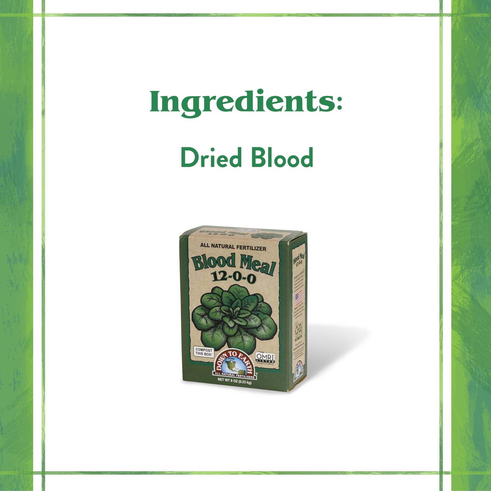 Down To Earth All Natural Fertilizers Organic Blood Meal – High 1/2 lb