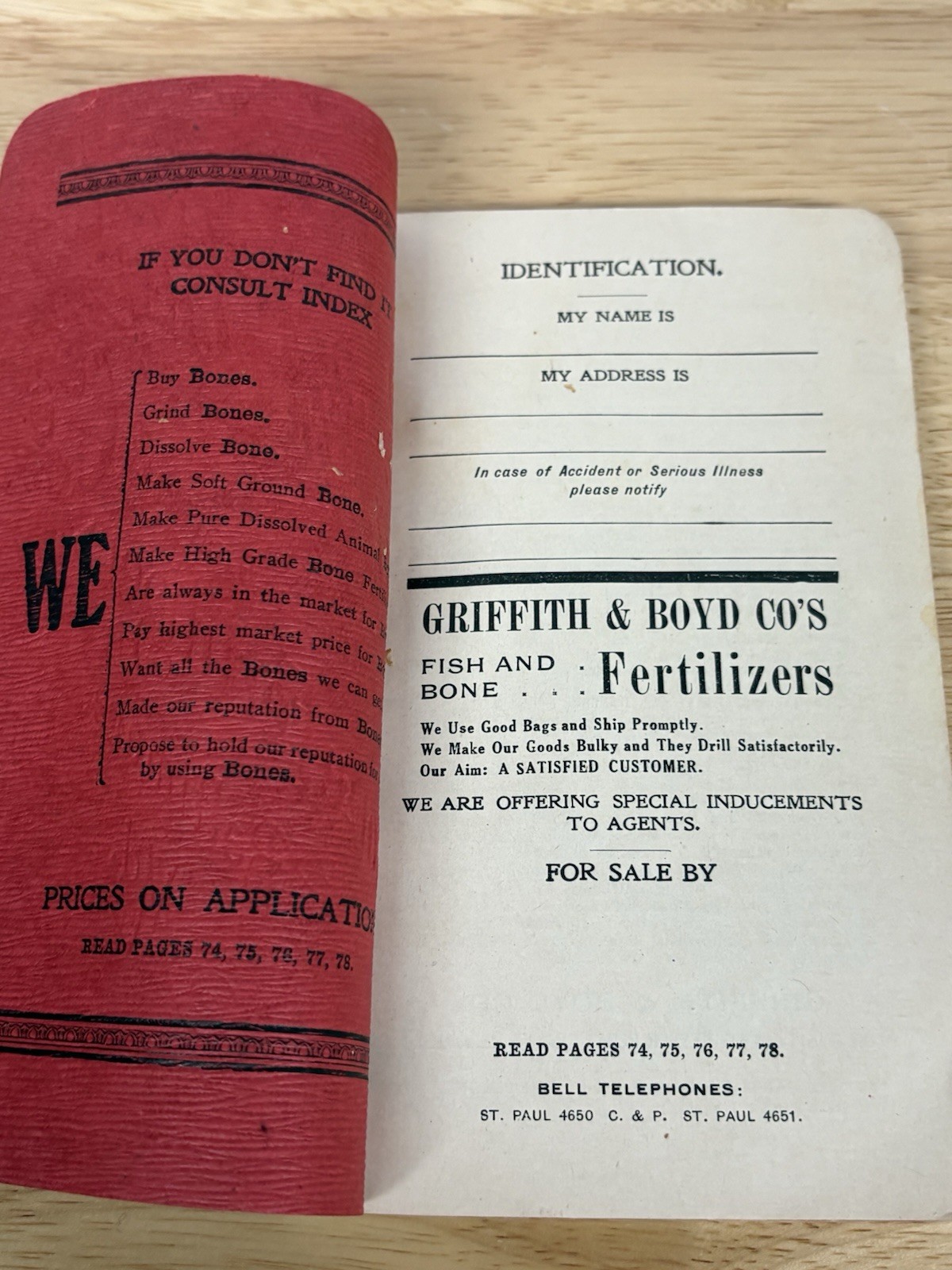 Griffith & Boyd Co Bone Fertilizers 1920 1921 Catalogs Baltimore MD Lot of 2