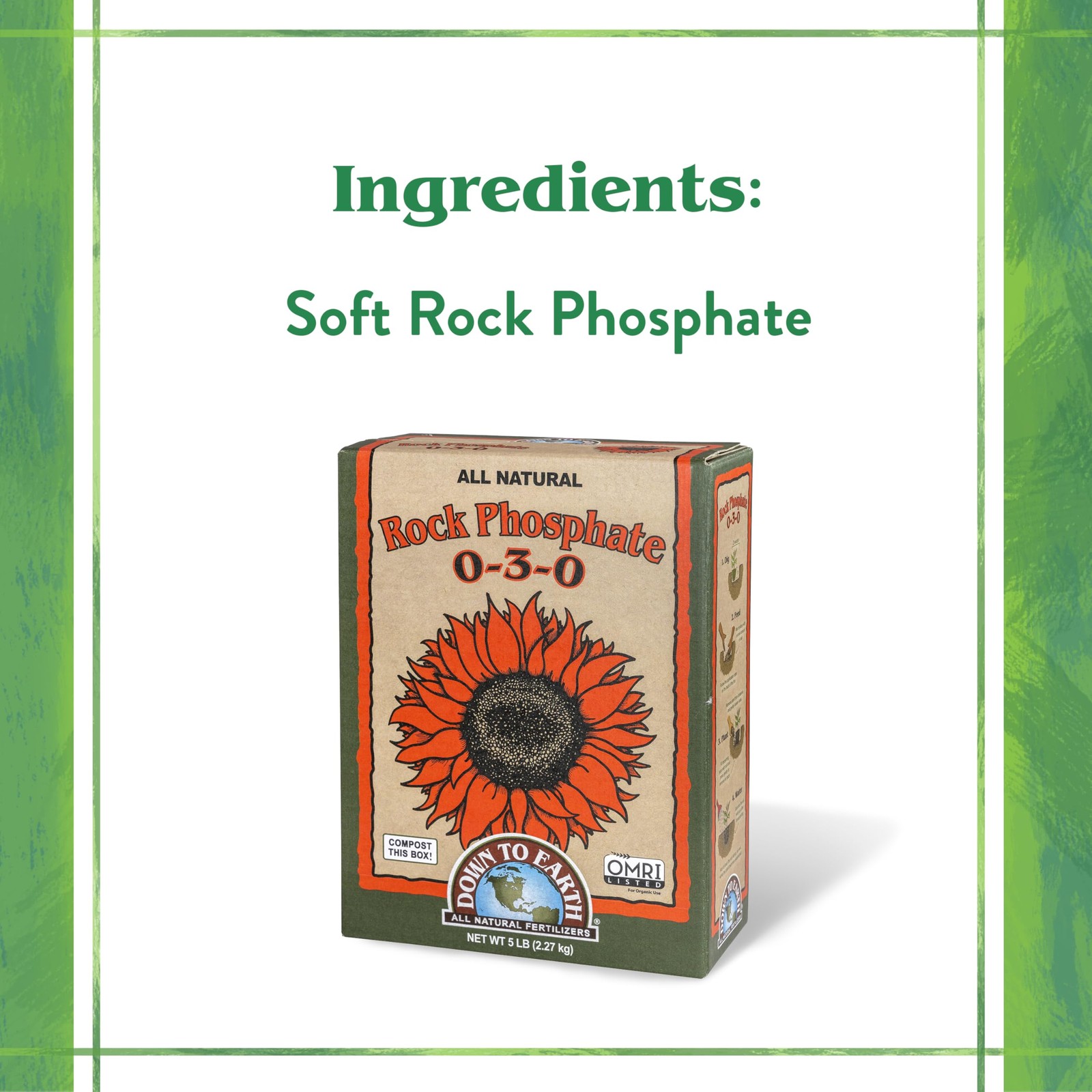 Organic Rock Phosphate Fertilizer Calcium Phosphorus 030 5 lb Garden Plant Foo