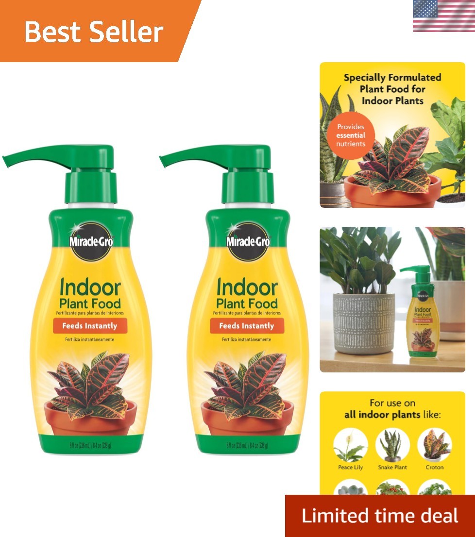 Miracle-Gro Liquid Indoor Plant Food 2-Pack – 8 oz Each for Thriving Houseplants