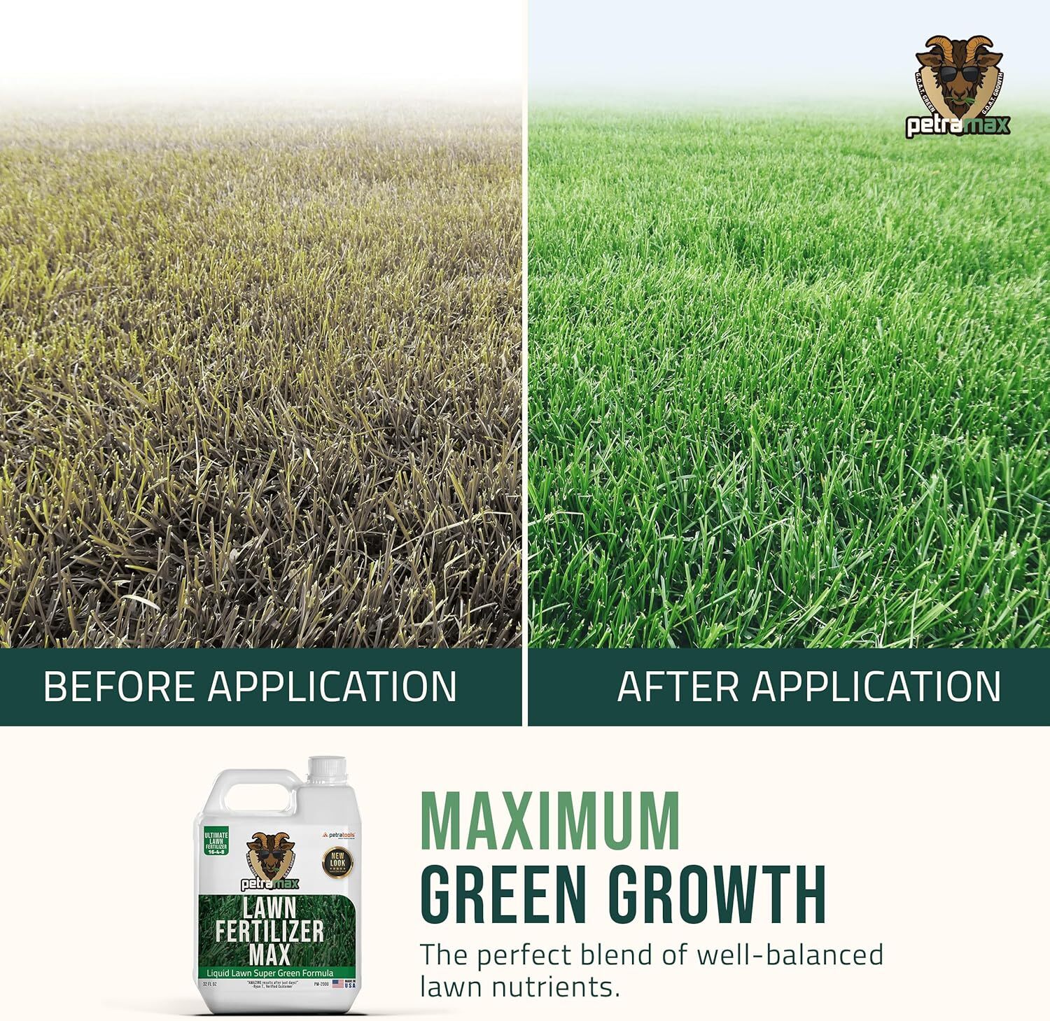 Petratools 32 Oz Lawn Fertilizer 16 4 8 Npk Balanced Lawn Boost Green Grass