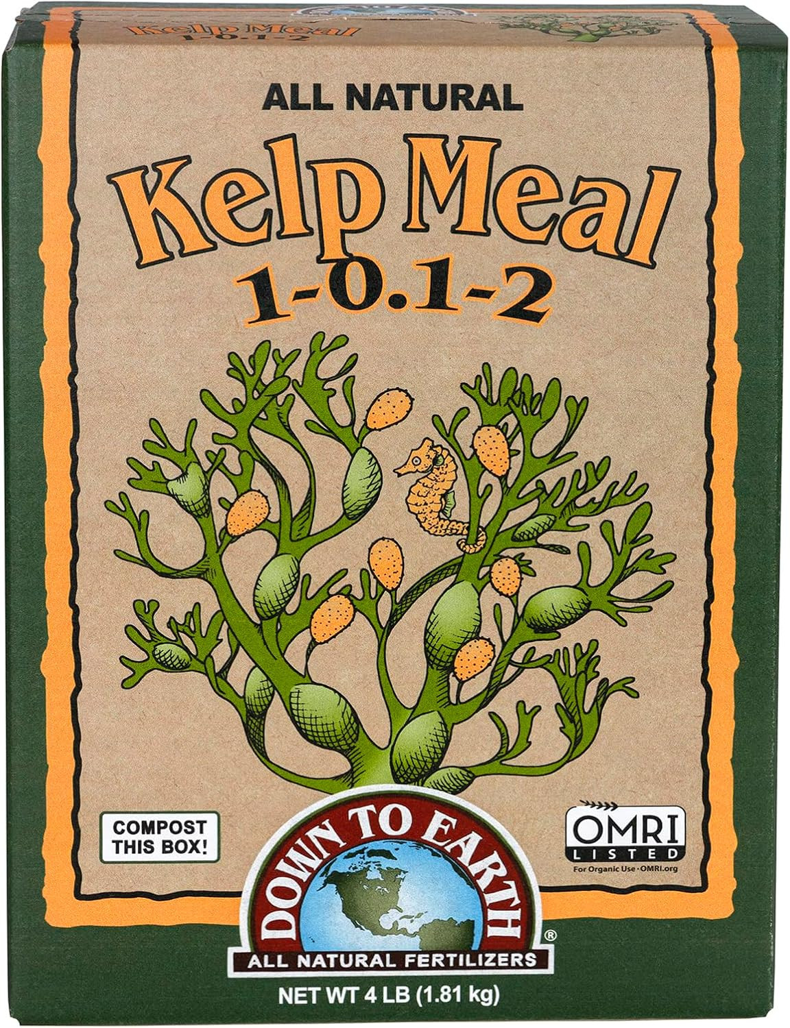 Down to Earth Organic Kelp Meal Fertilizer Mix 1-0.1-2, 4 lb