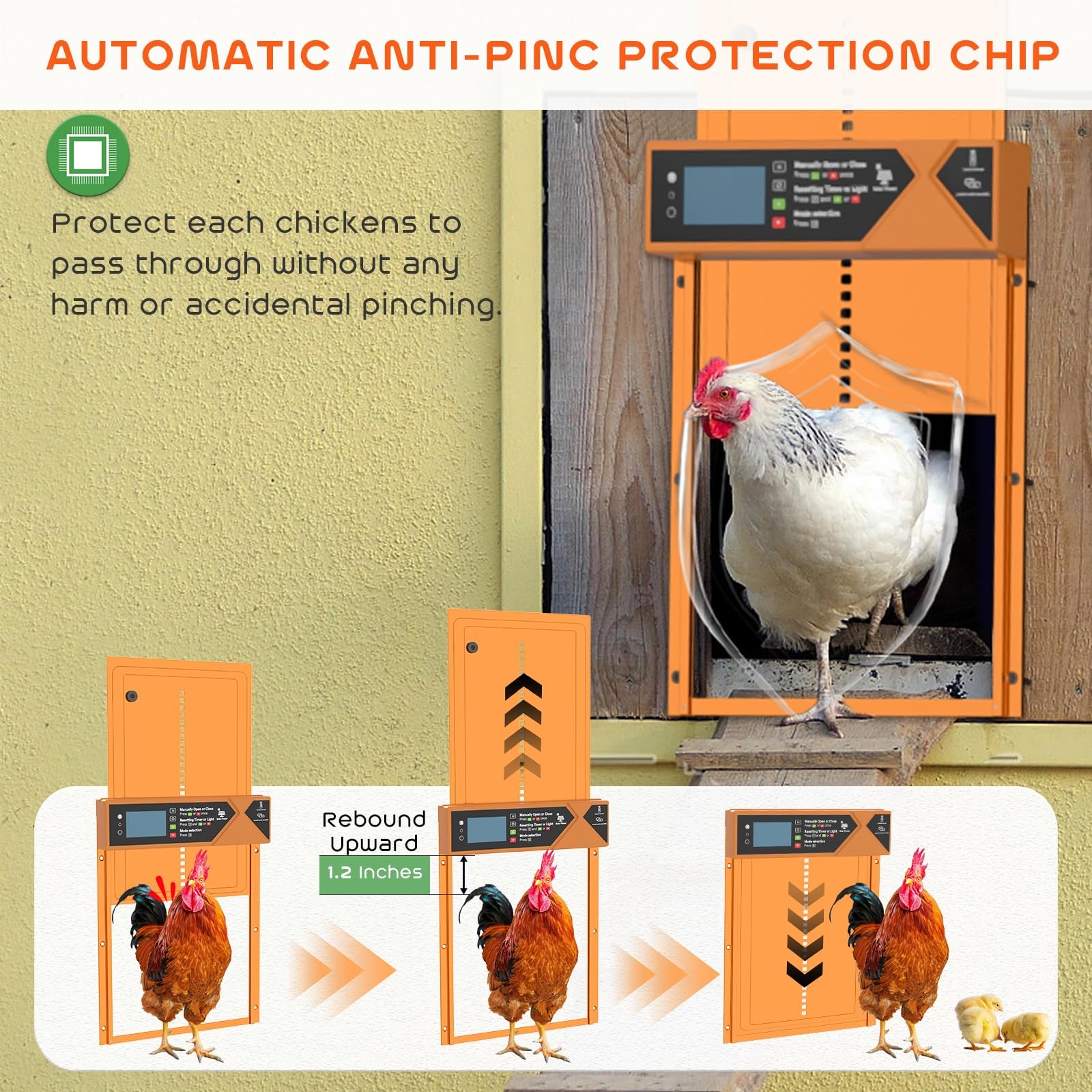 Asfrost Large Automatic Chicken Coop Door 4000Mah High Capacity Chicken Coop