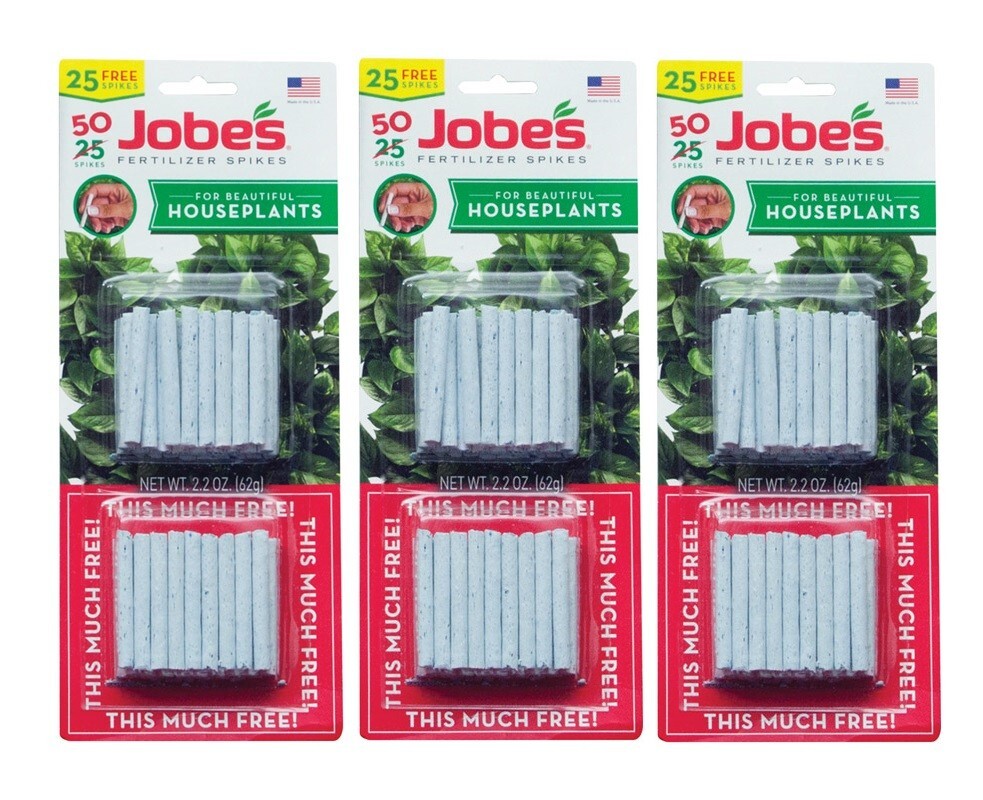 3 ~ Jobes Organic Fertilizer Spikes For Beautiful Houseplants 2.2 oz 50 Spikes