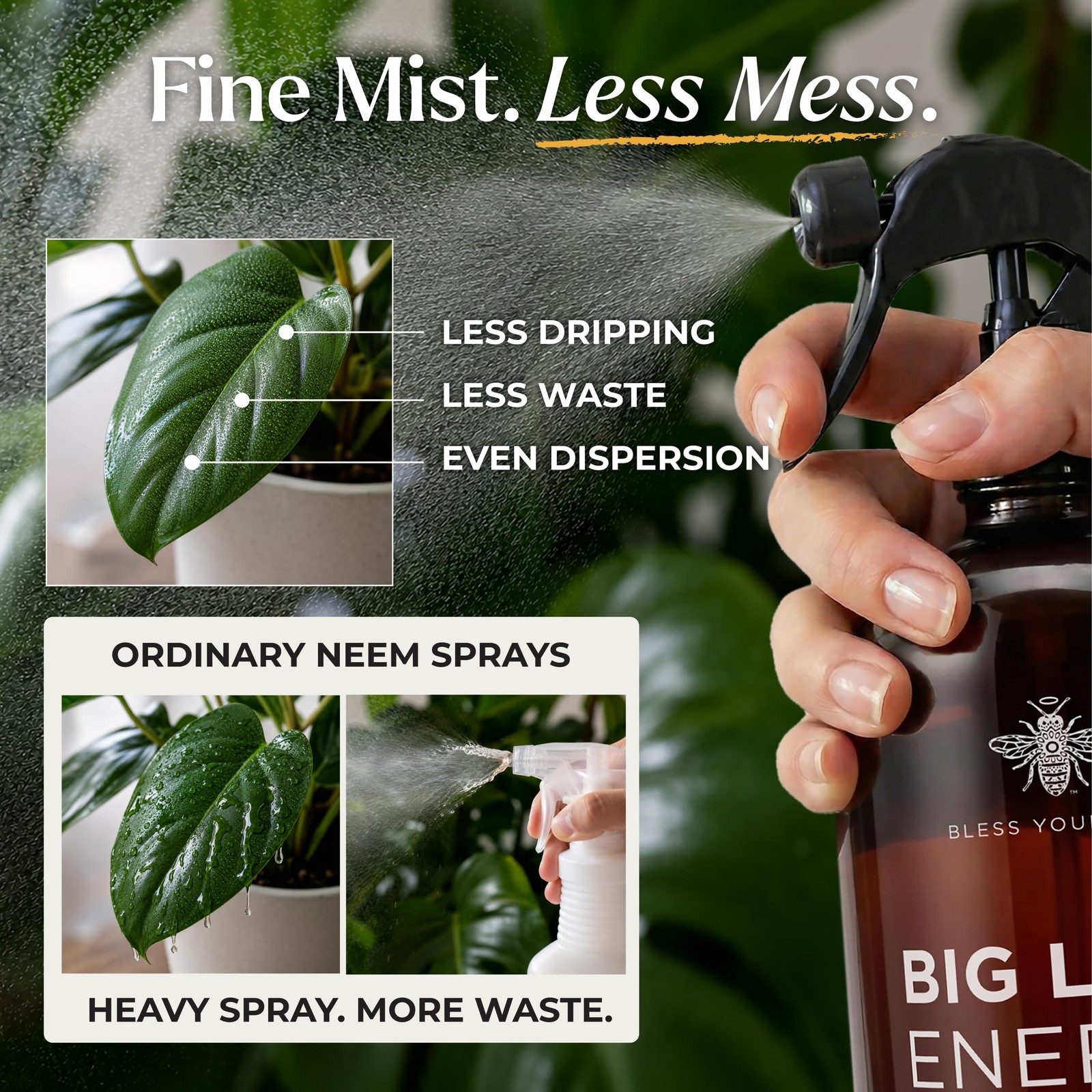 Organic Neem Oil Plant Spray Ready to Use Indoor Outdoor Leaf Shine 16oz