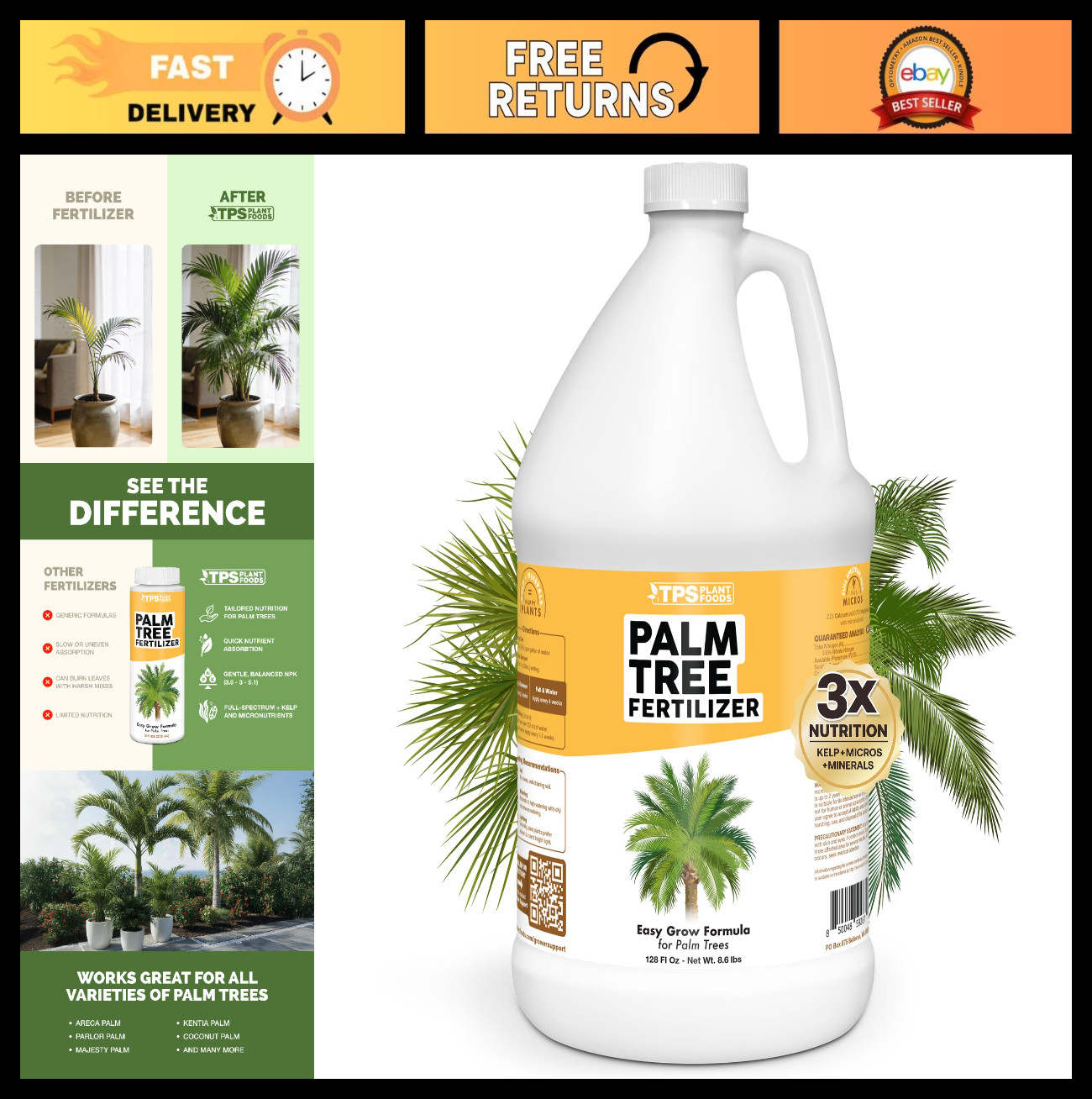 Liquid Palm Tree Fertilizer – Plant Food for Lush Green Fronds & Strong Roots, 1