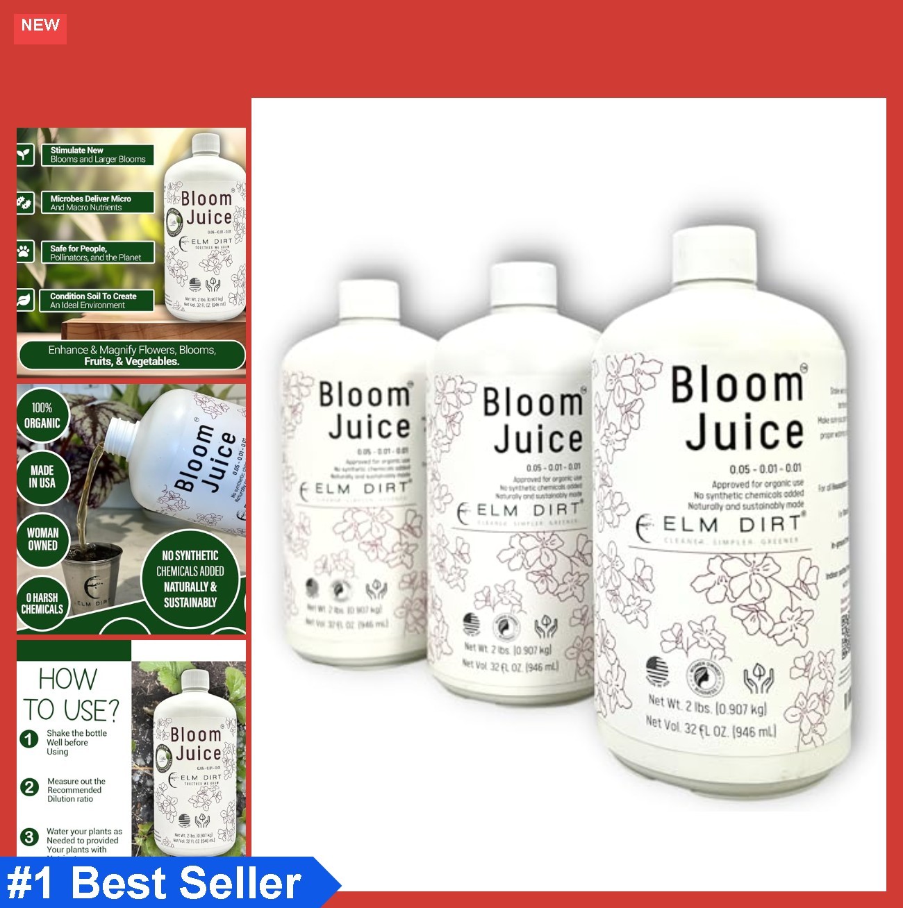 Organic Liquid Plant Food 3 Bottles For Flowering Plants Fruit Vegetables