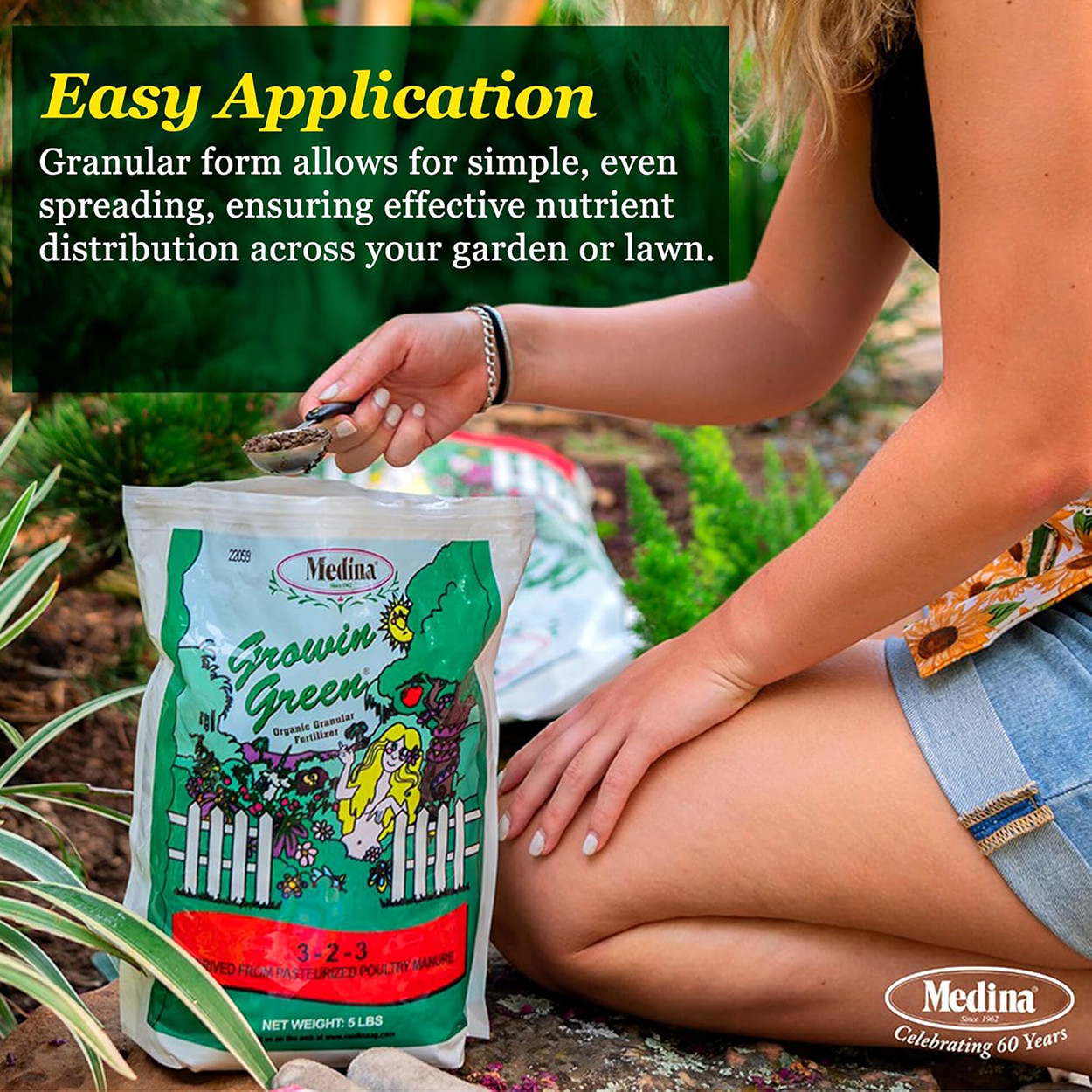 Growin Green 3-2-3 Organic Fertilizer 5 lb Bag OMRI Listed by Medina