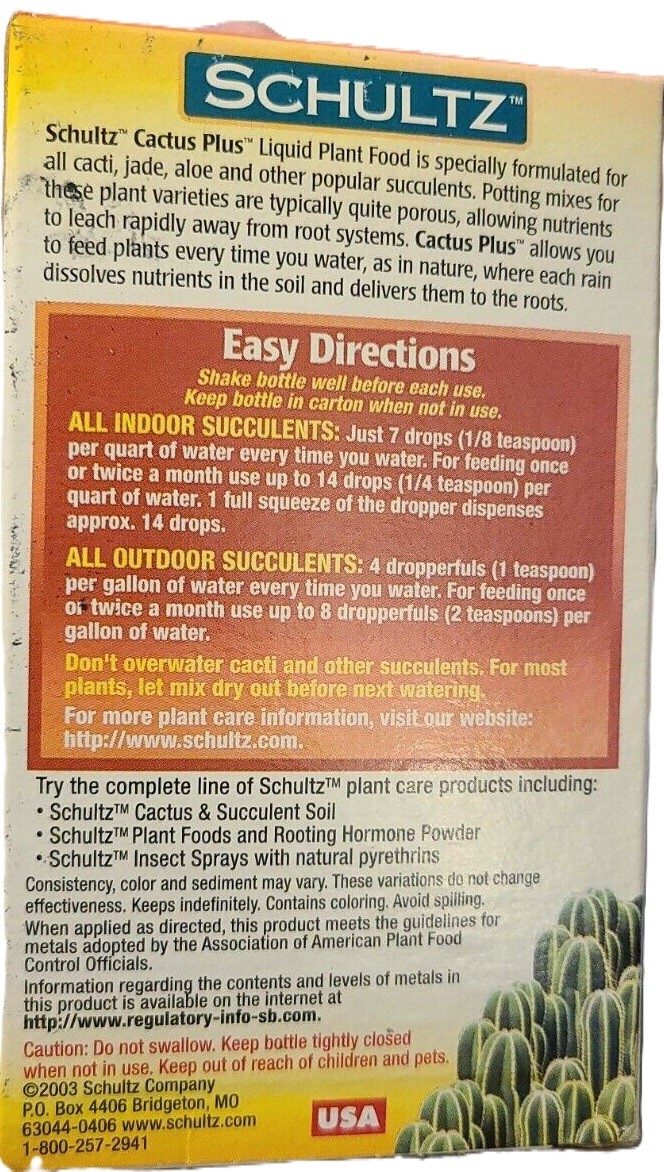 Schultz SPF44300 Cactus Plus Liquid Plant Food Fertilizer for Cacti & Succulents