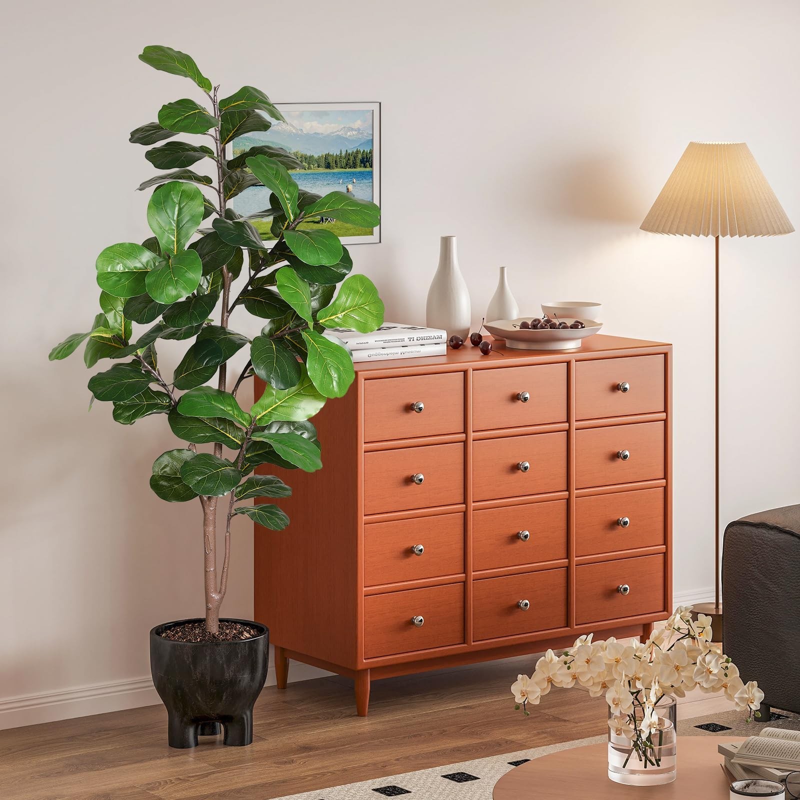 LUWENER 6ft Artificial Fiddle Leaf Fig Tree Plant,Fake Ficus Lyrata in Pot,Fi…