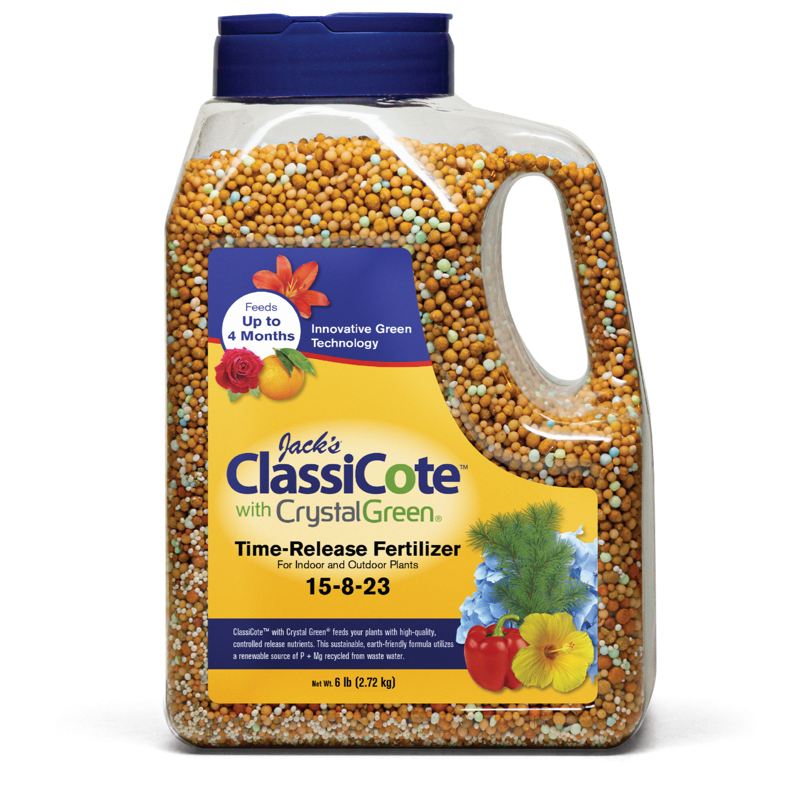 Jack’s ClassiCote with Crystal Green, 15-8-23 Time-Release Fertilizer, 6lbs