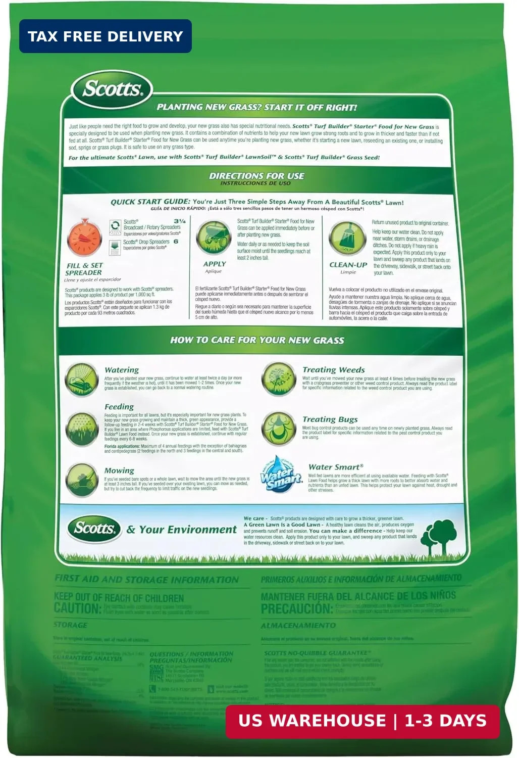 Scotts Turf Builder Starter Food for New Grass 15 lb Lawn Fertilizer for Newly