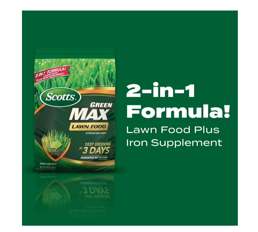 Scotts Green Max Lawn Food, Fertilizer Plus Iron Supplement, 5,000 sq. ft