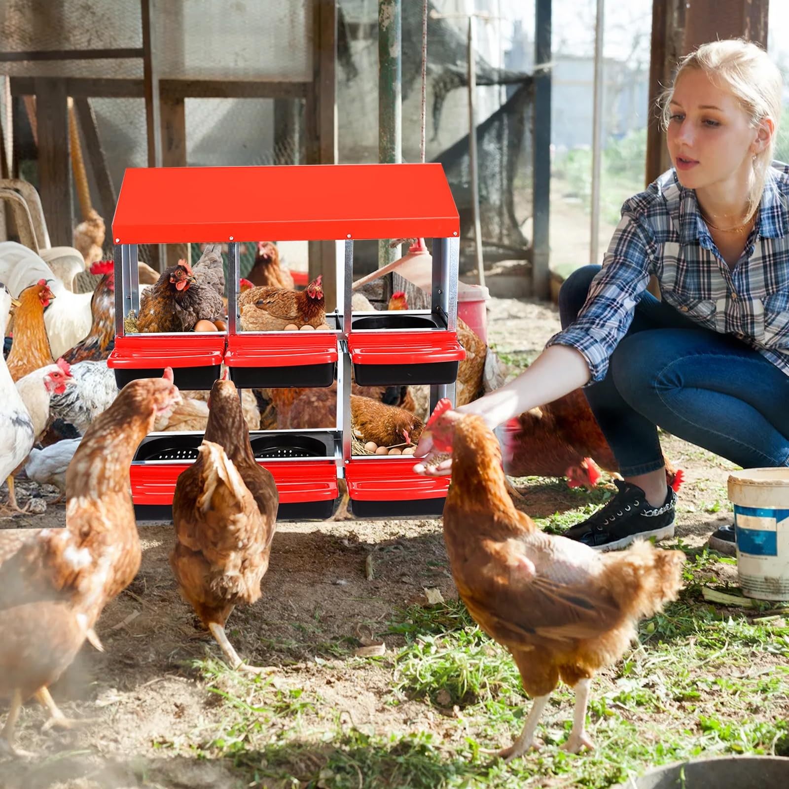 Cuisinsmart Chickens Laying Boxes For Chicken Coop 6 Compartments Chicken
