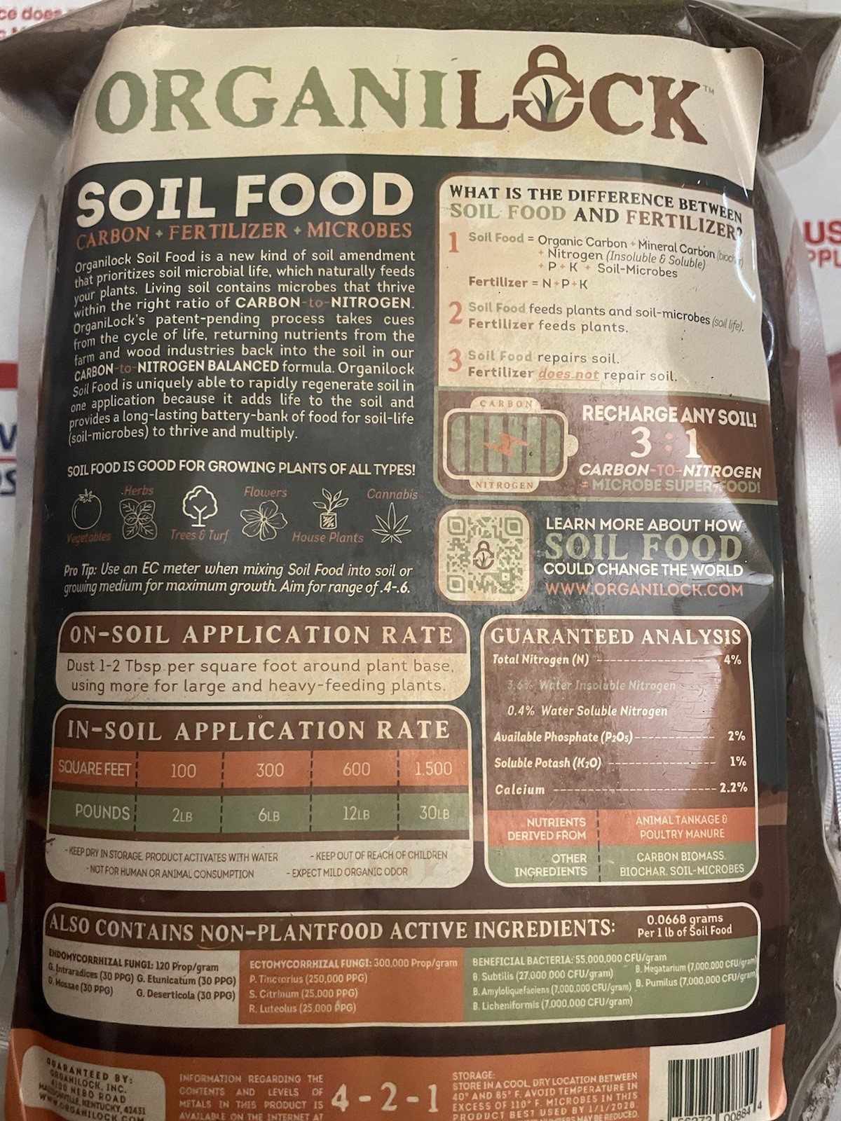 OrganiLock Soil Food Fine Fertilizer Plant Food For Organic Garden Growing 2 LB