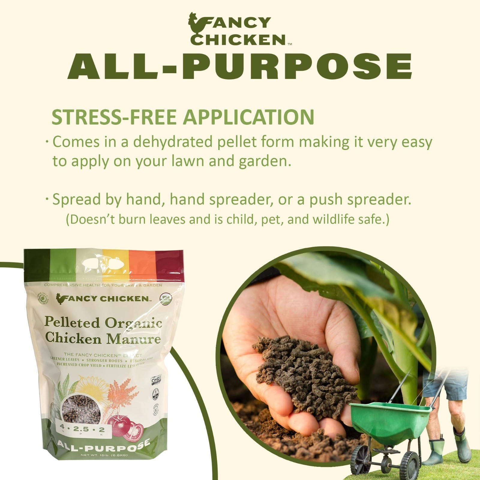 Organic Chicken Manure Pellets – 15lbs All-Purpose Fertilizer for Plants, Veggie