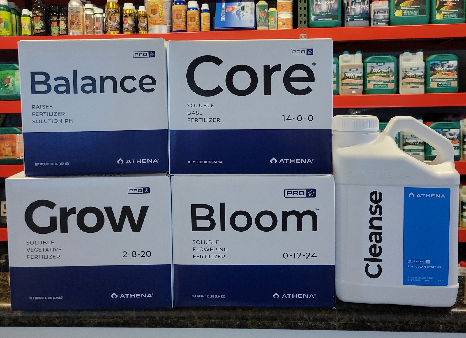 Athena Bundle 10 Lbs. Core, Grow, Bloom & Balance Soluble with 1 Gallon Cleanse
