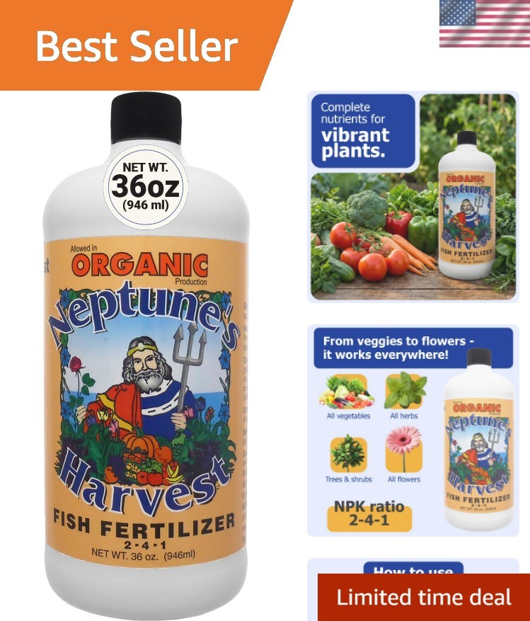 Organic Plant Food Quart – 2-4-1 Fish Fertilizer for Vibrant Flowers & Veggies