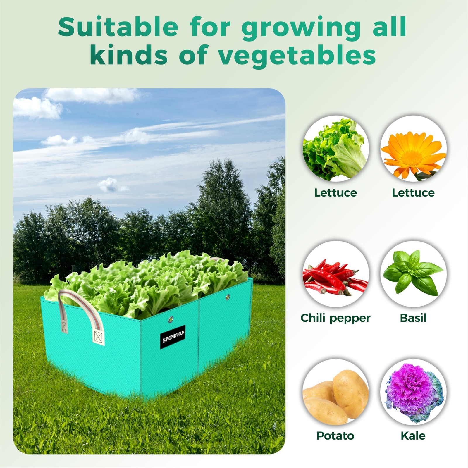 2 Pcs 8 Gallon Rectangle Grow Bags for Growing Vegetables, Reusable Plant Con…