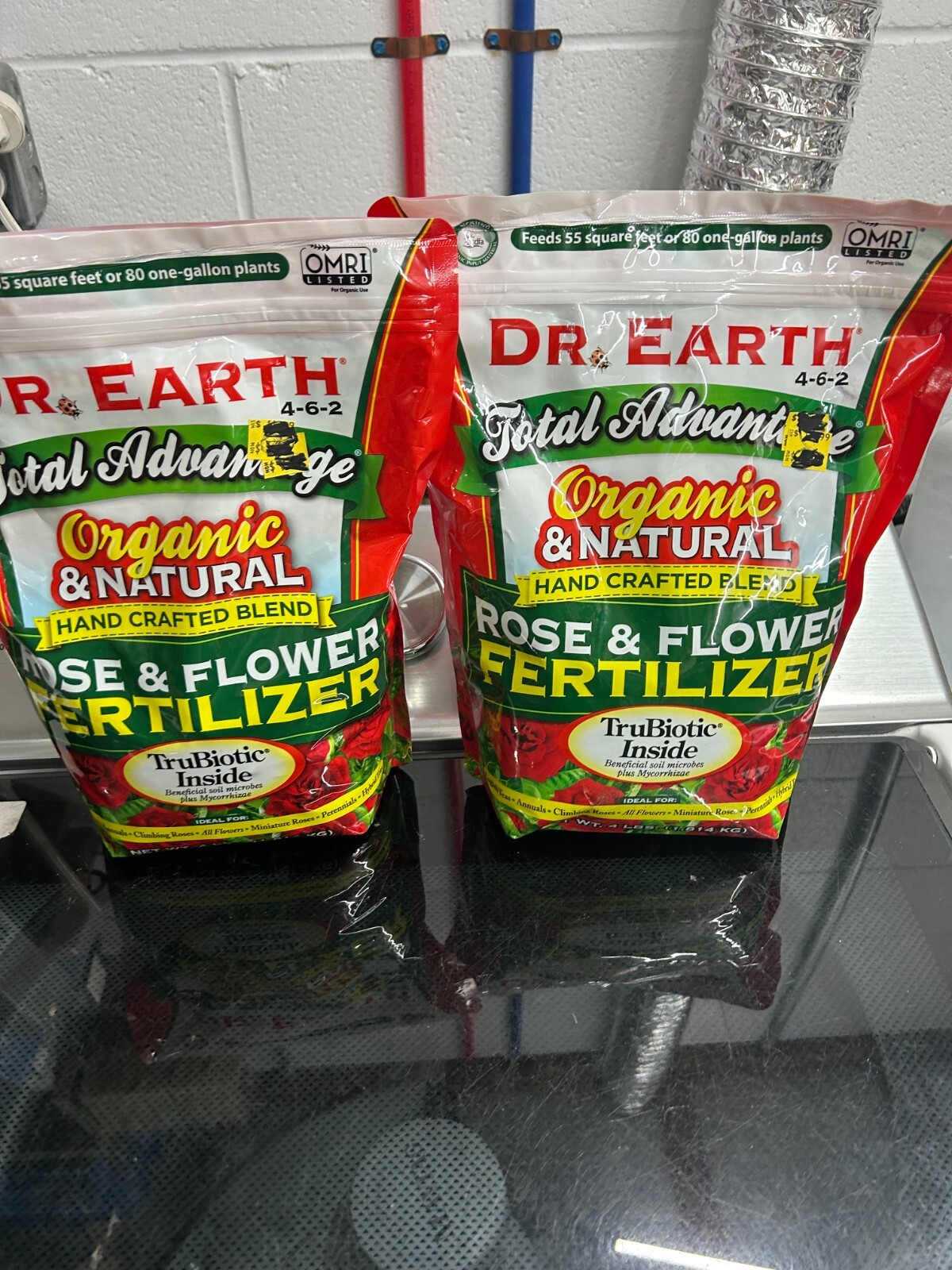 2-pack lot 4 Lb. DR. EARTH Organic ROSE & FLOWER FERTILIZER 4-6-2 Trubiotic