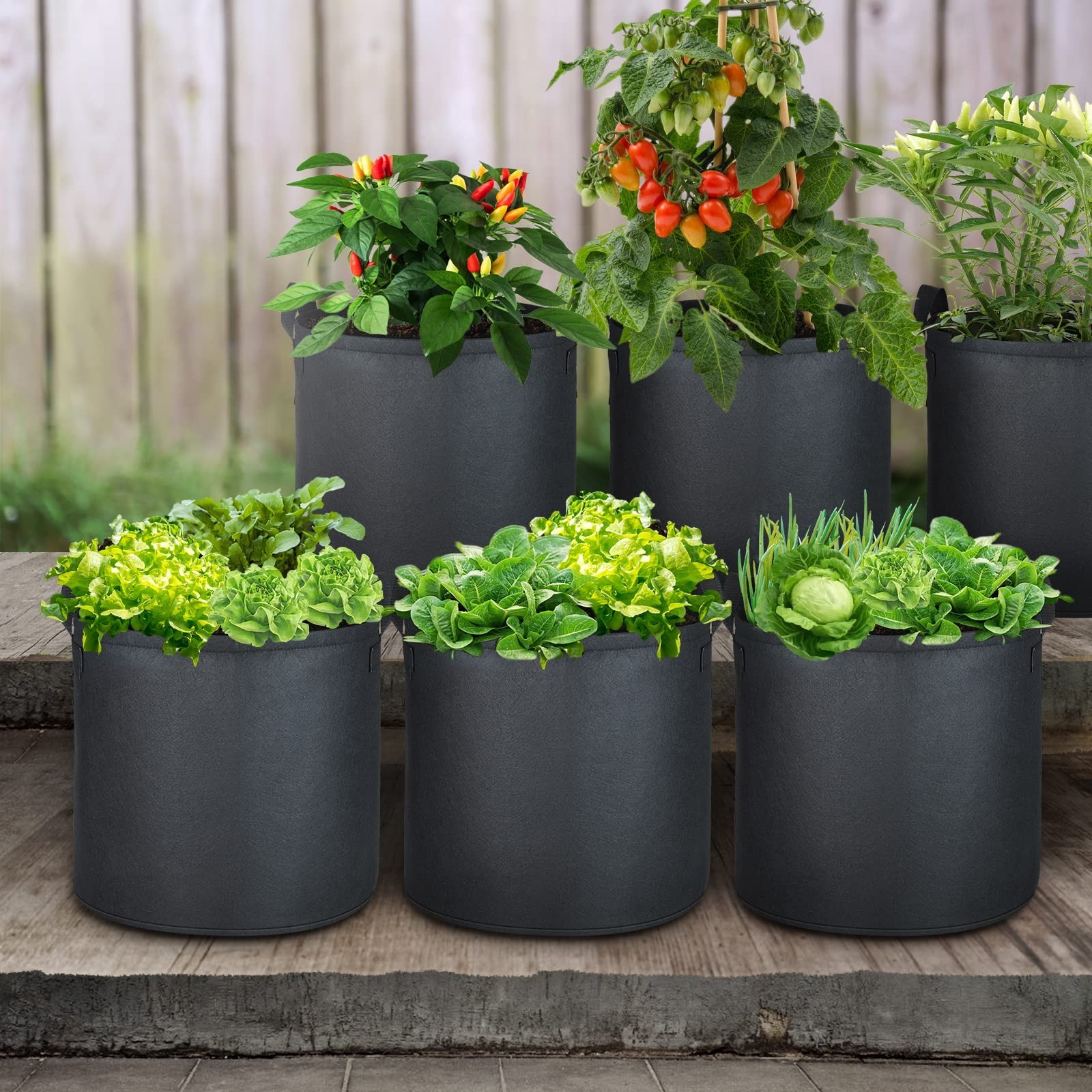 6-Pack 12 Gallon Grow Bags | 300G Thickened Nonwoven, Plant Fabric Pots, Rein…