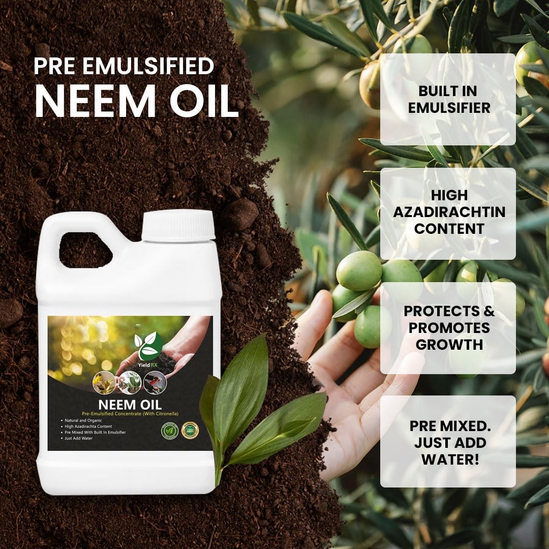 Yield RX Pre-Emulsified Neem Oil with Citronella – Organic, Ready-to-Use