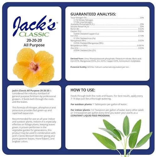 Jack’s Classic 20-20-20 All Purpose Water-Soluble Fertilizer with Micronutrients