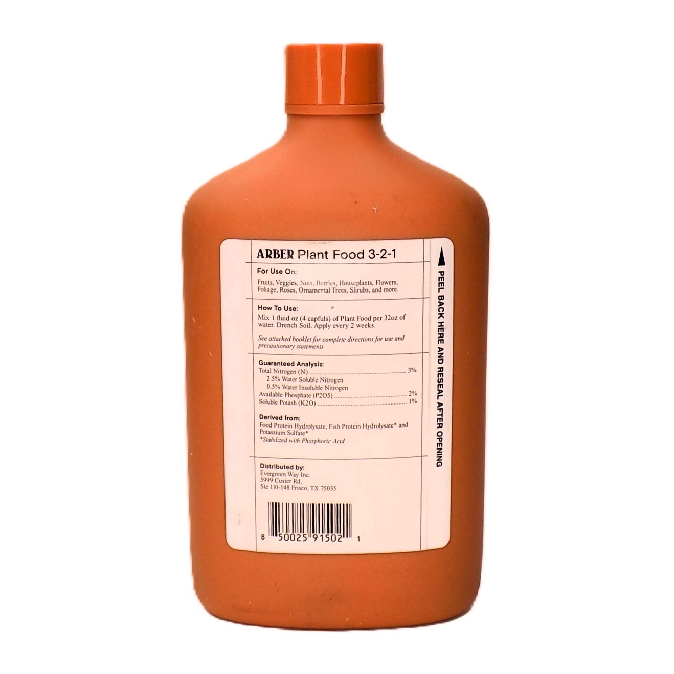 Arber Organic Plant Food3-2-1 Liquid Concentrate 16oz. for Indoor or Outdoor Use