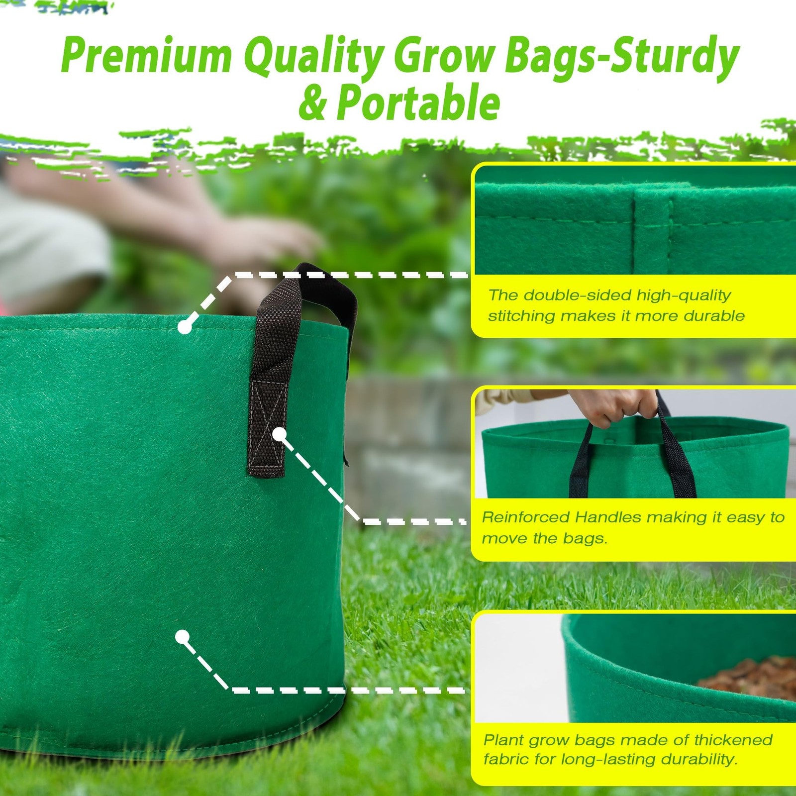7 Pack 10 Gallon Plant Grow Bags – Mixed 7 Colors with Reinforced Handles & A…